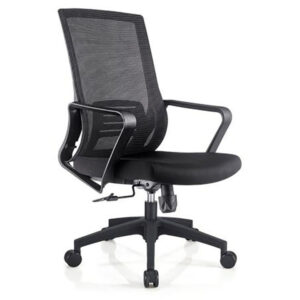 Avera Office Chair with breathable mesh back, lumbar support, padded seat, adjustable height, and swivel base