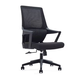 Staff Office Chair with high-quality mesh back, fixed armrests, tilt mechanism with single lock, and 1-year base warranty.