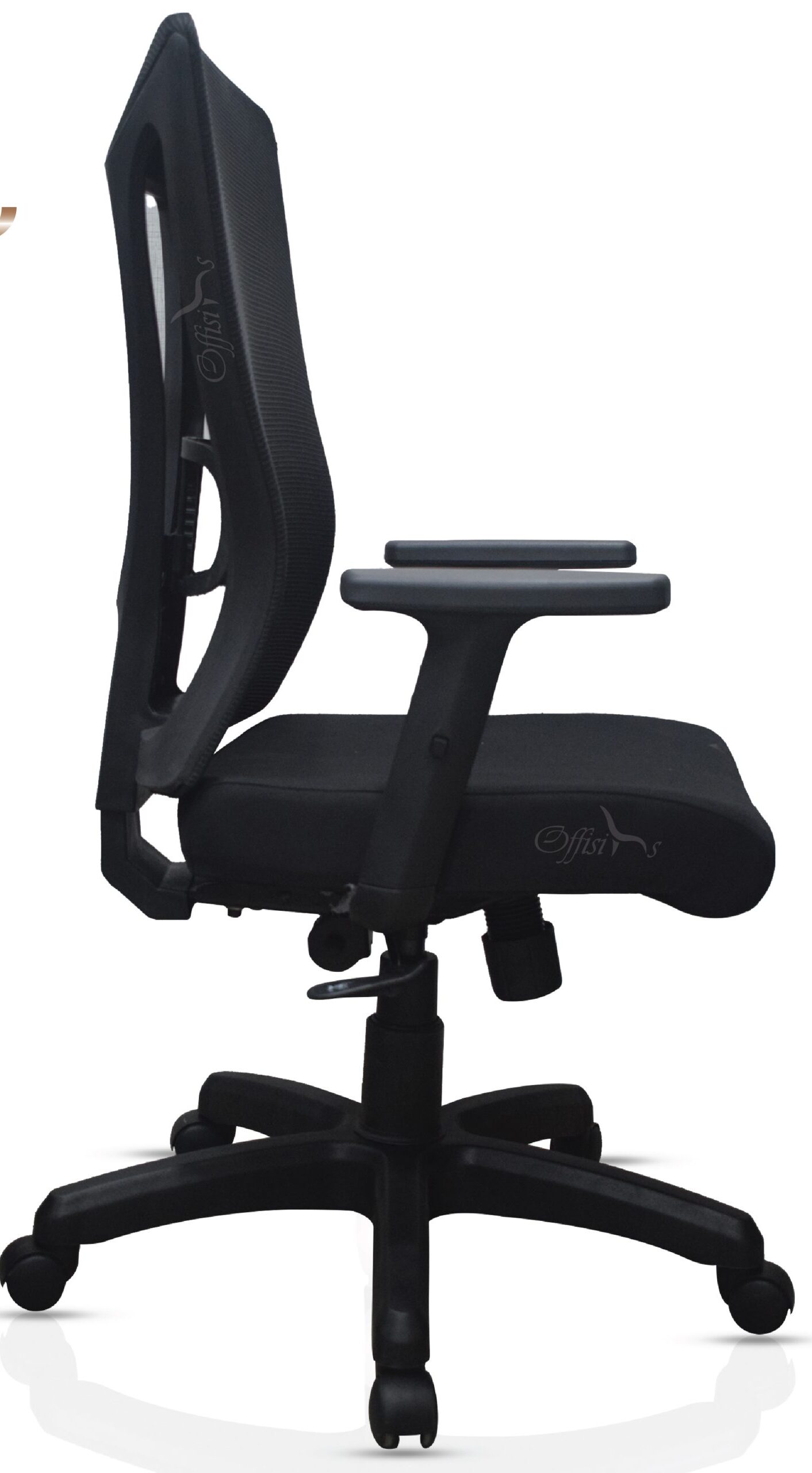 Staff Office Chair with high-back mesh design, adjustable headrest, lumbar support, reclining backrest, height-adjustable seat, ergonomic armrests, and silent wheels.