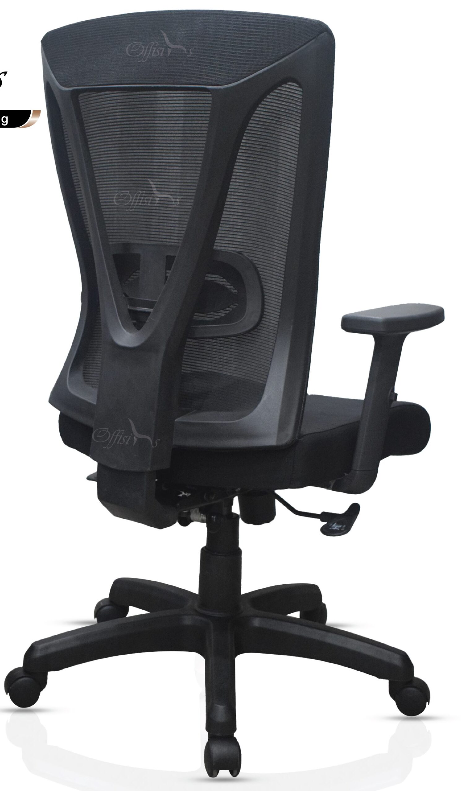 Staff Office Chair with high-back mesh design, adjustable headrest, lumbar support, reclining backrest, height-adjustable seat, ergonomic armrests, and silent wheels.
