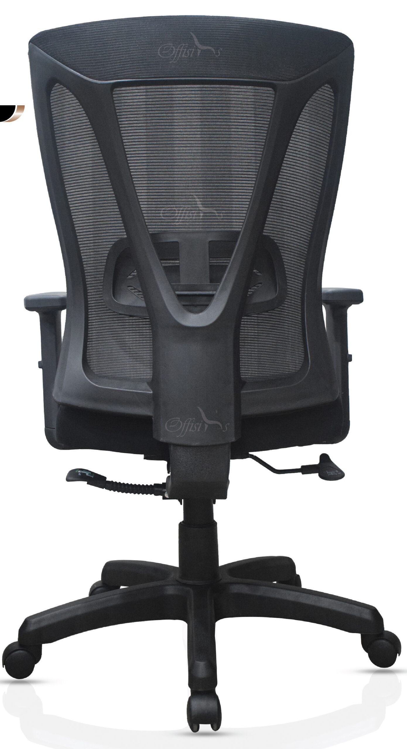 Staff Office Chair with high-back mesh design, adjustable headrest, lumbar support, reclining backrest, height-adjustable seat, ergonomic armrests, and silent wheels.