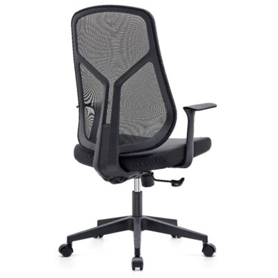 Tasko Office Chair with breathable mesh back, lumbar support, cushioned foam seat, fixed armrests, height adjustment, tilt mechanism, and swivel base.